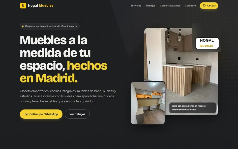 Página web de carpintería a la medida hecha por NEOX