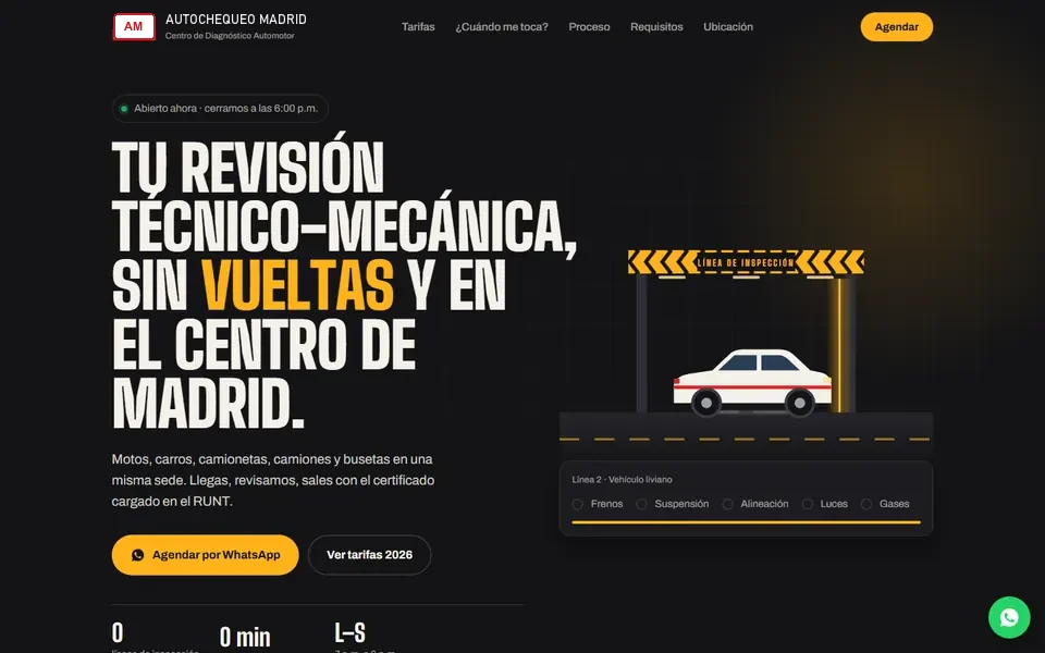 Página web de centro de diagnóstico automotor hecha por NEOX