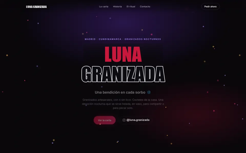 Página web de granizados nocturnos hecha por NEOX