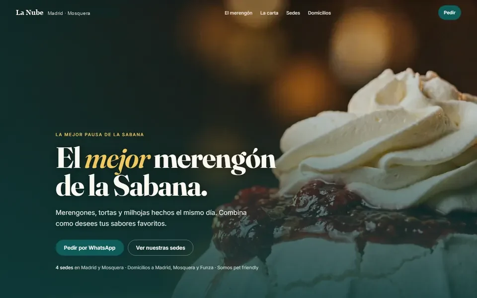 Página web de repostería con 4 sedes hecha por NEOX